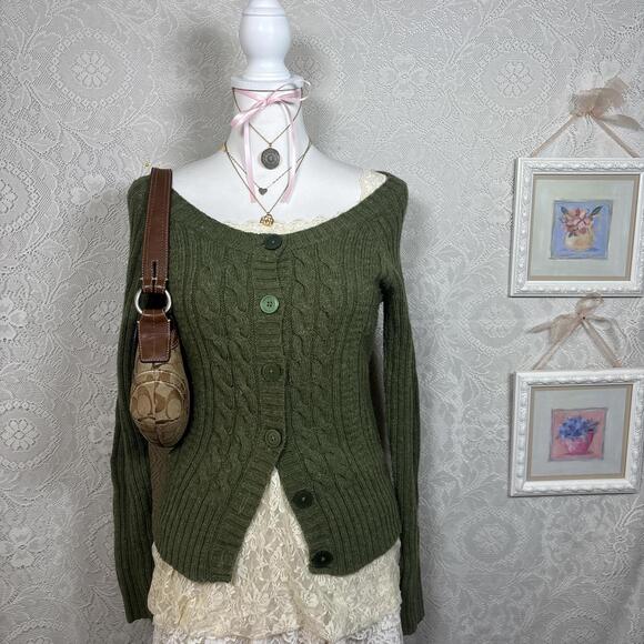 y2k cottage core off the shoulder cardigan - Picture 6 of 7